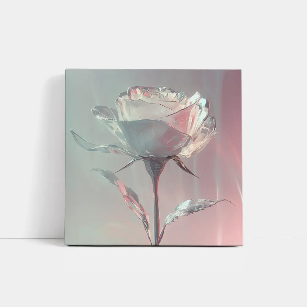 Crystal Glass Rose Soft Pink Pastel Background – Wall Art