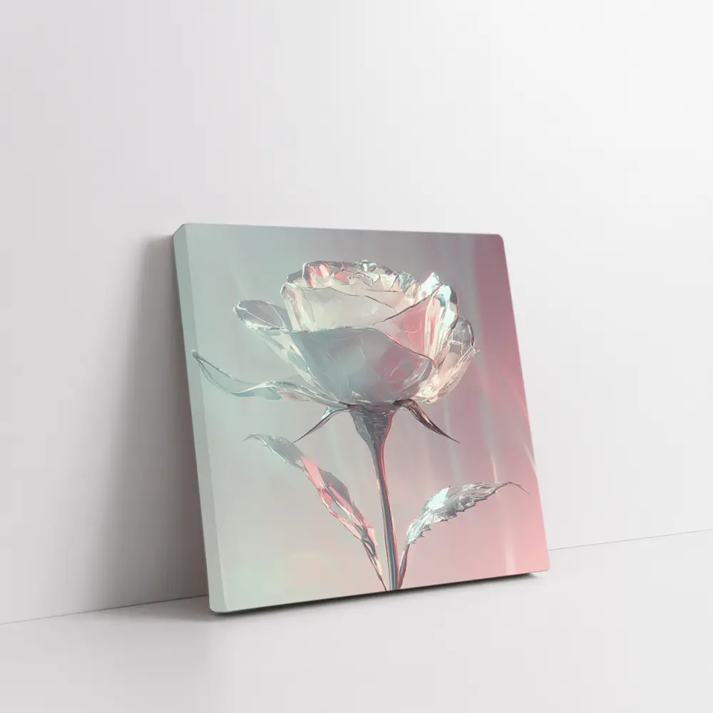 Crystal Glass Rose Soft Pink Pastel Background – Wall Art