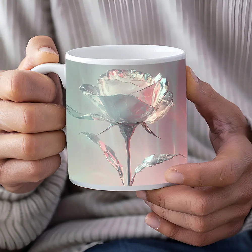 Crystal Glass Rose Soft Pink Pastel Background – Mugs