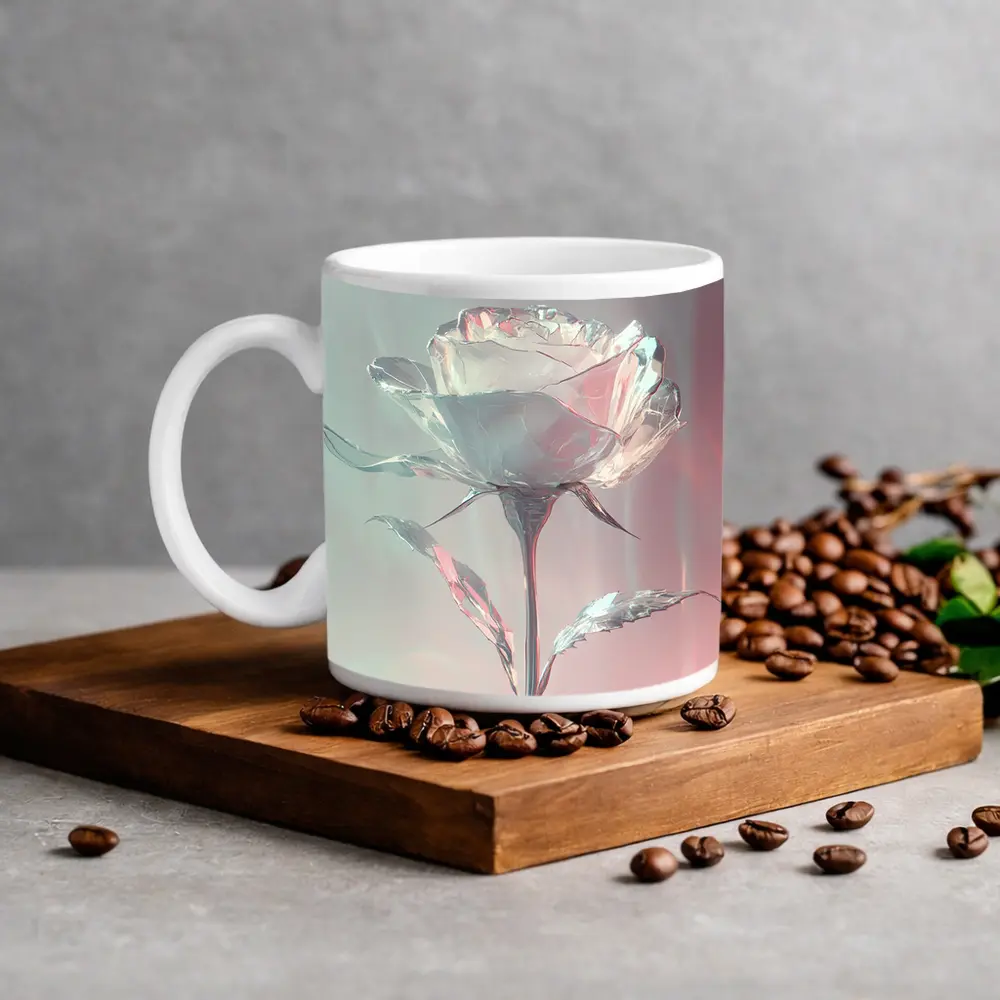 Crystal Glass Rose Soft Pink Pastel Background – Mugs