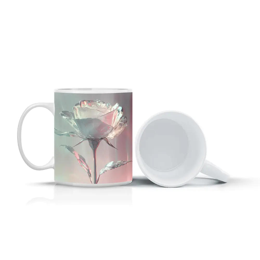 Crystal Glass Rose Soft Pink Pastel Background – Mugs