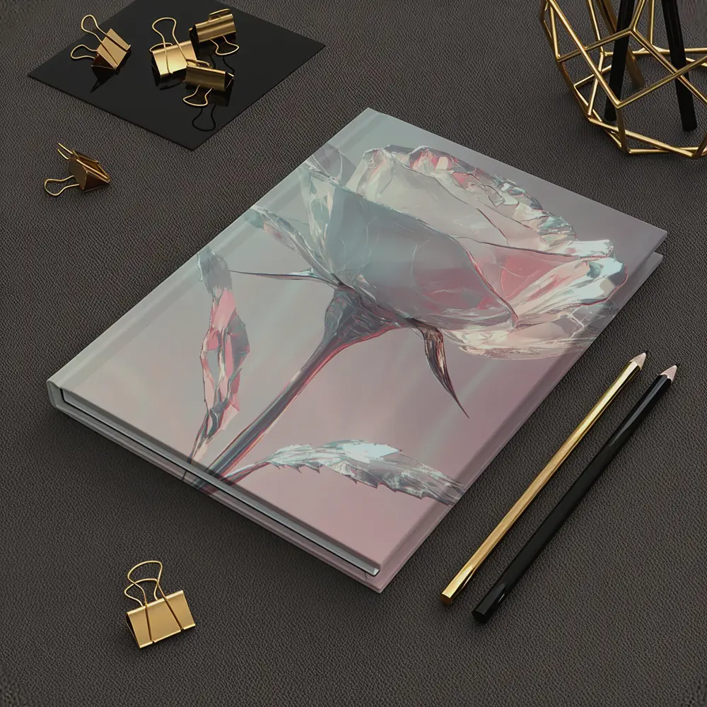 Crystal Glass Rose Soft Pink Pastel Background – Notebooks