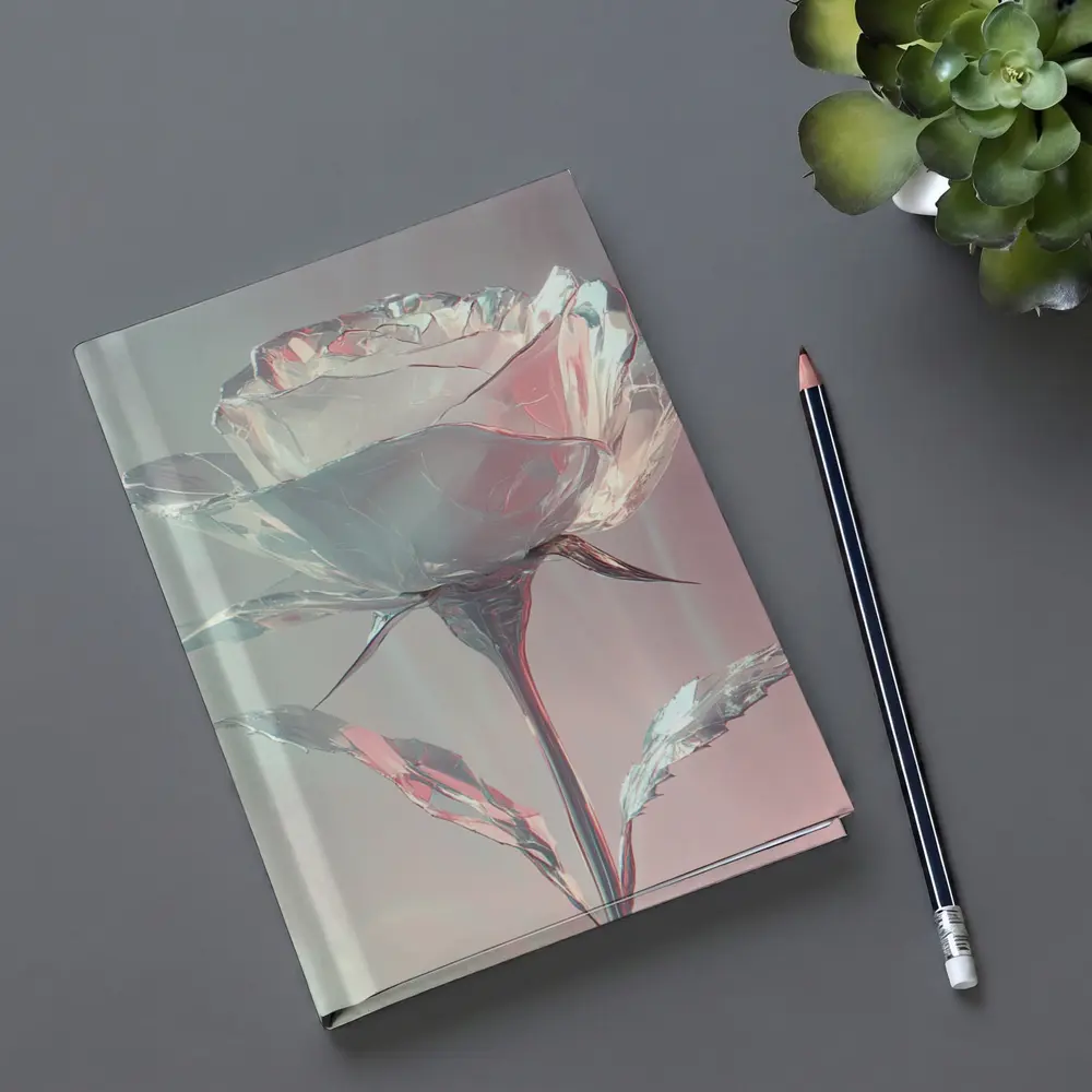 Crystal Glass Rose Soft Pink Pastel Background – Notebooks