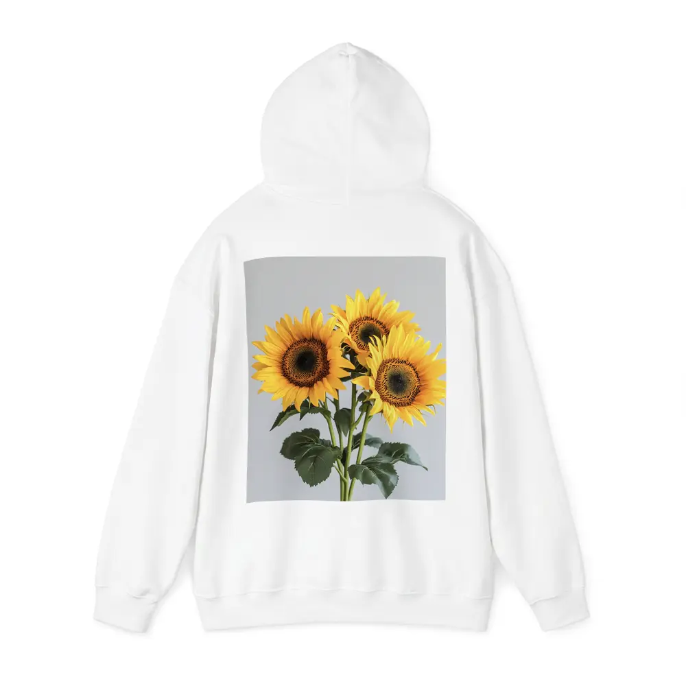 Three Sunflowers Bouquet On Gray Background – Hoodies