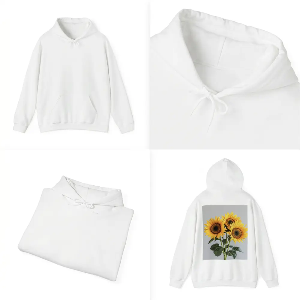 Three Sunflowers Bouquet On Gray Background – Hoodies