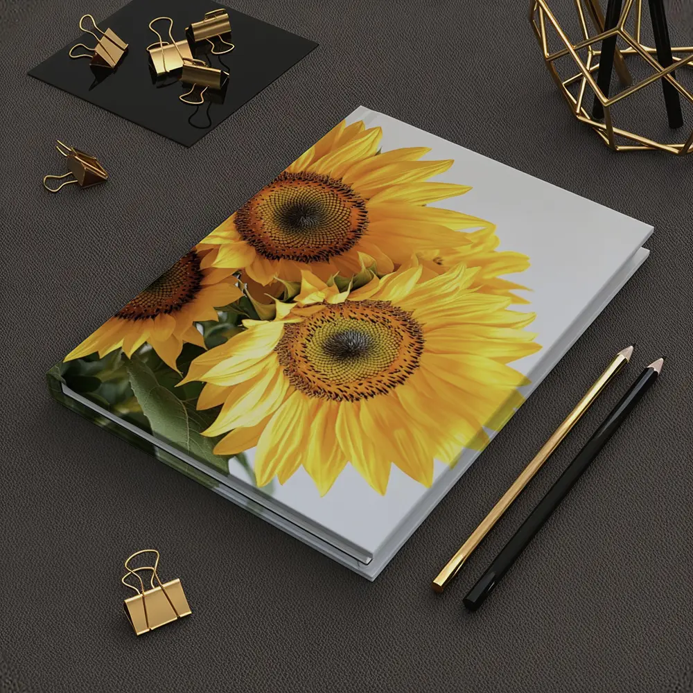 Three Sunflowers Against White Background – Notebooks