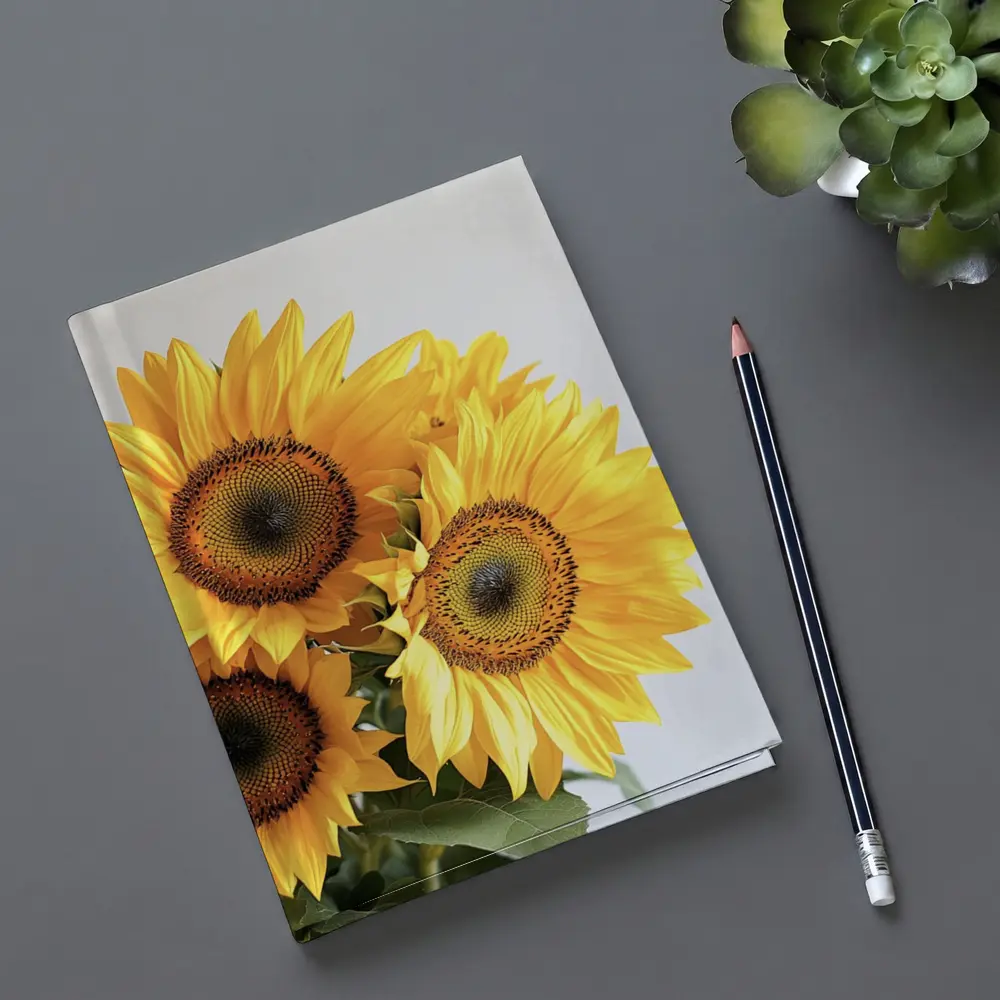 Three Sunflowers Against White Background – Notebooks