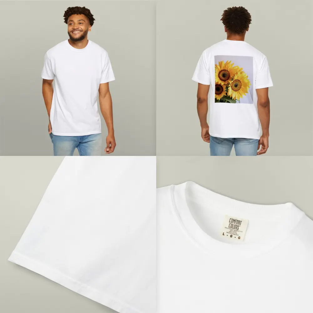 Three Sunflowers Against White Background – T-Shirts