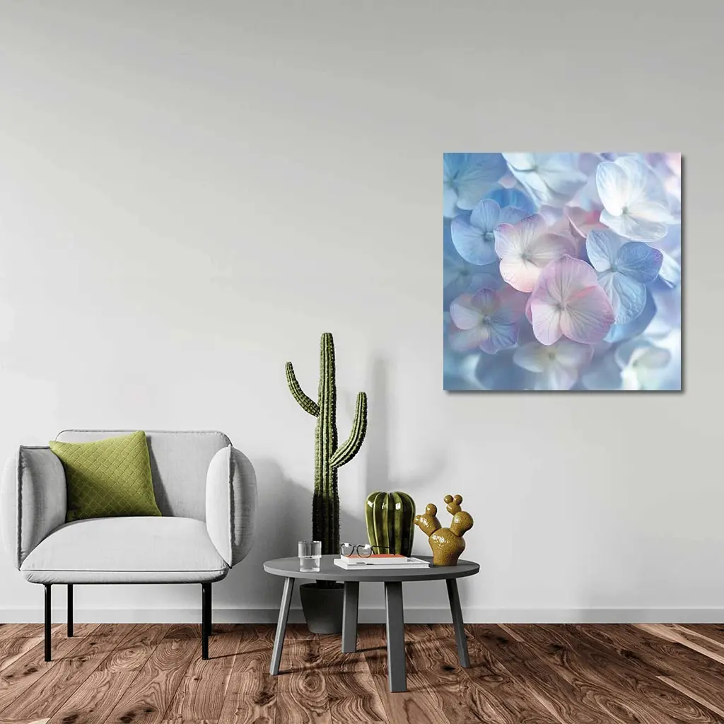 Soft Pastel Hydrangea Flowers Close Up – Wall Art