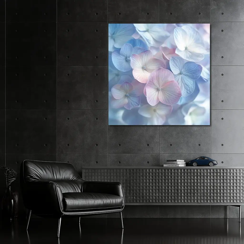 Soft Pastel Hydrangea Flowers Close Up – Wall Art