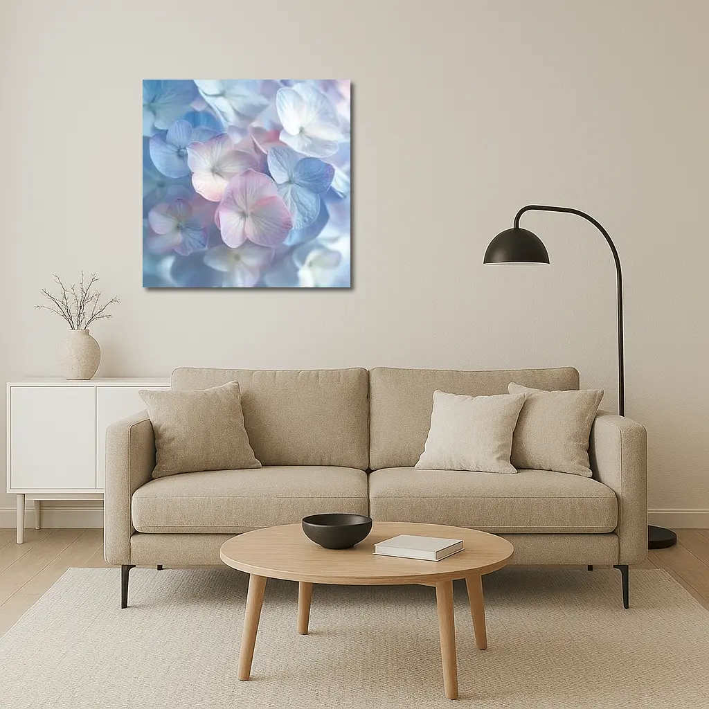 Soft Pastel Hydrangea Flowers Close Up – Wall Art