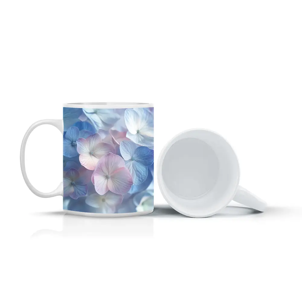 Soft Pastel Hydrangea Flowers Close Up – Mugs