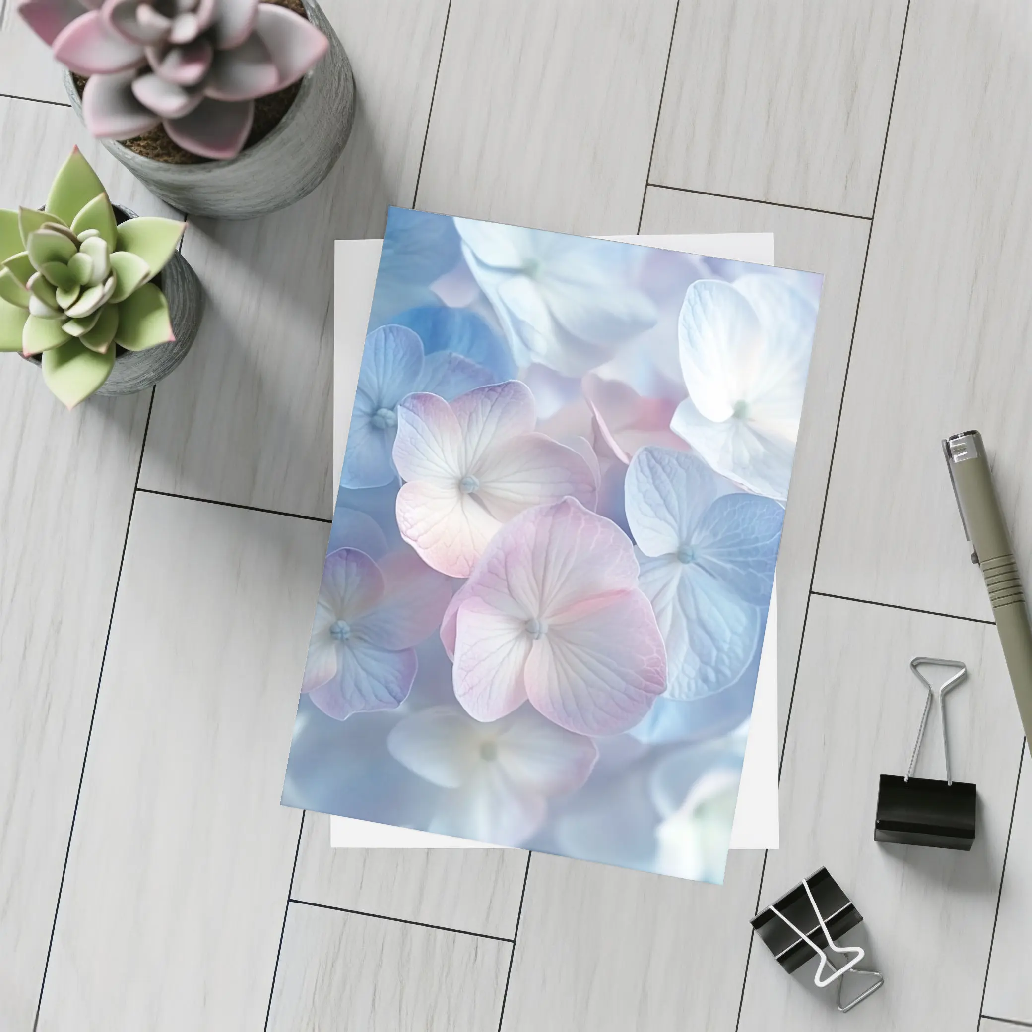 Soft Pastel Hydrangea Flowers Close Up – Postcards