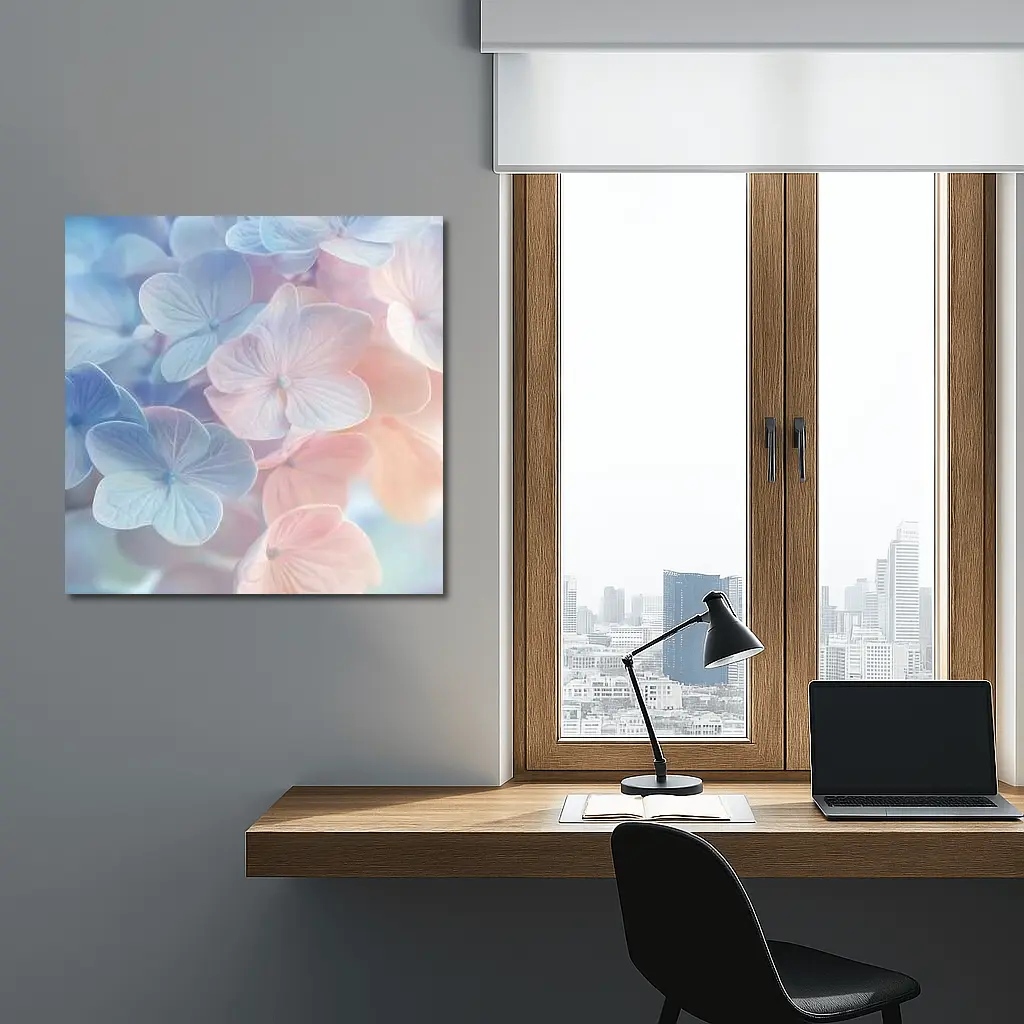 Soft Pastel Hydrangea Flowers Close Up – Wall Art
