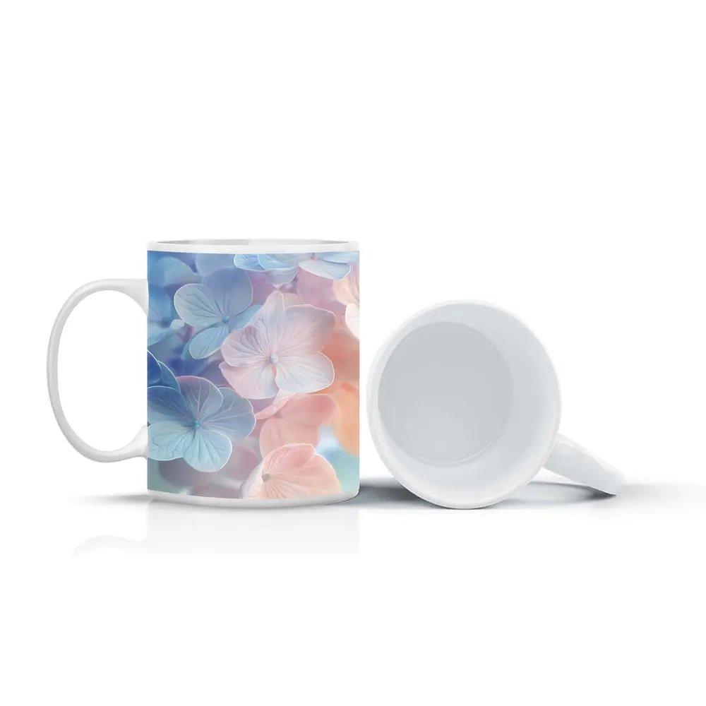Soft Pastel Hydrangea Flowers Close Up – Mugs