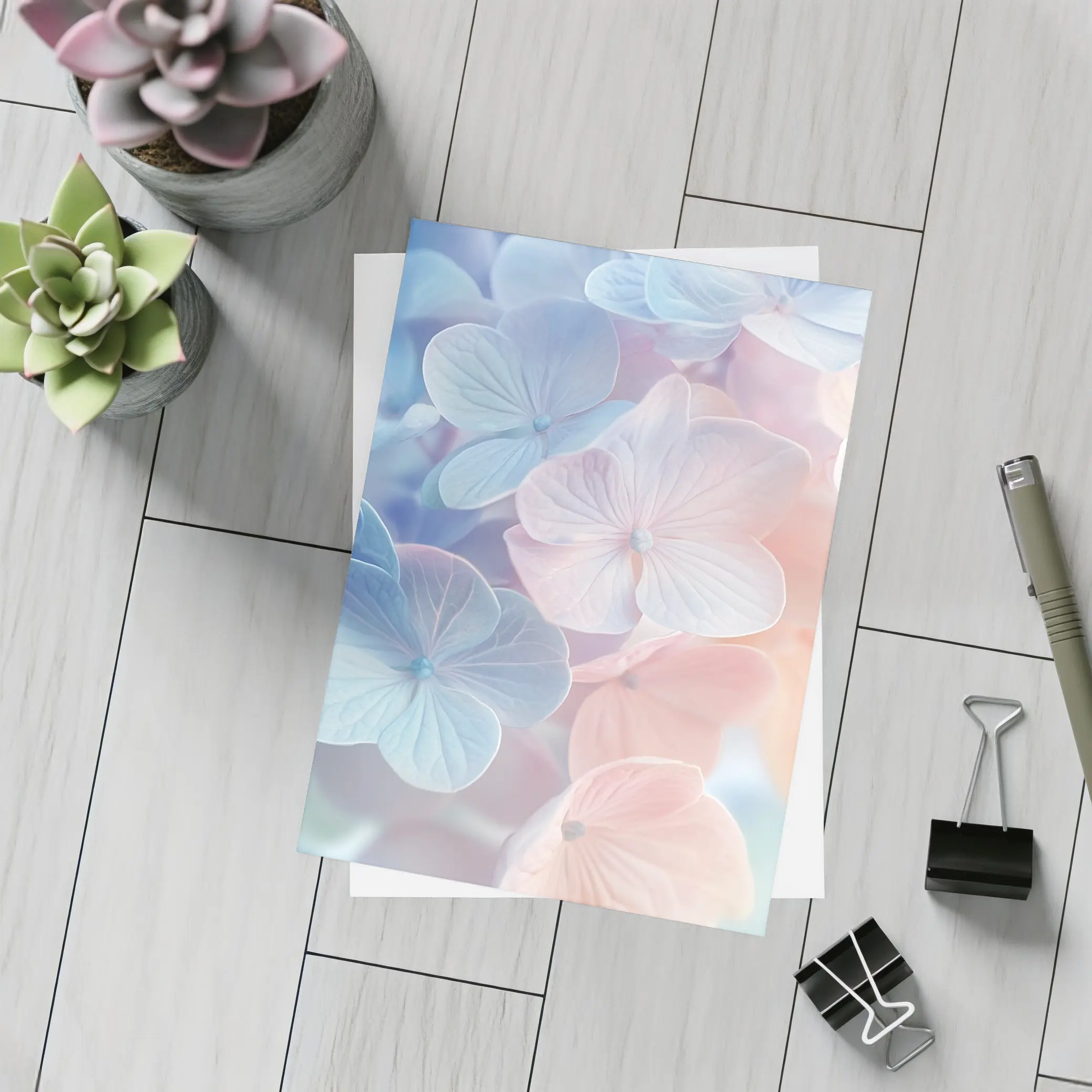 Soft Pastel Hydrangea Flowers Close Up – Postcards