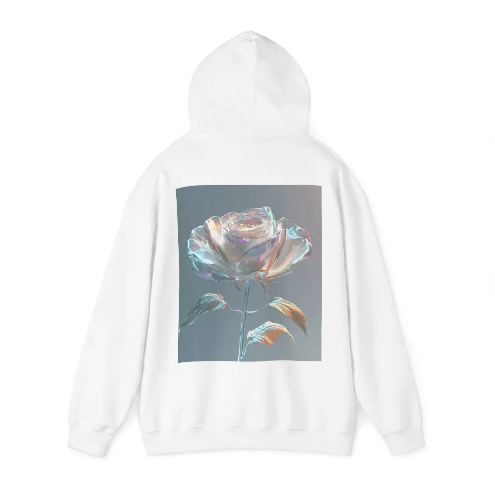 Iridescent Glass Rose Holographic Gray Background – Hoodies