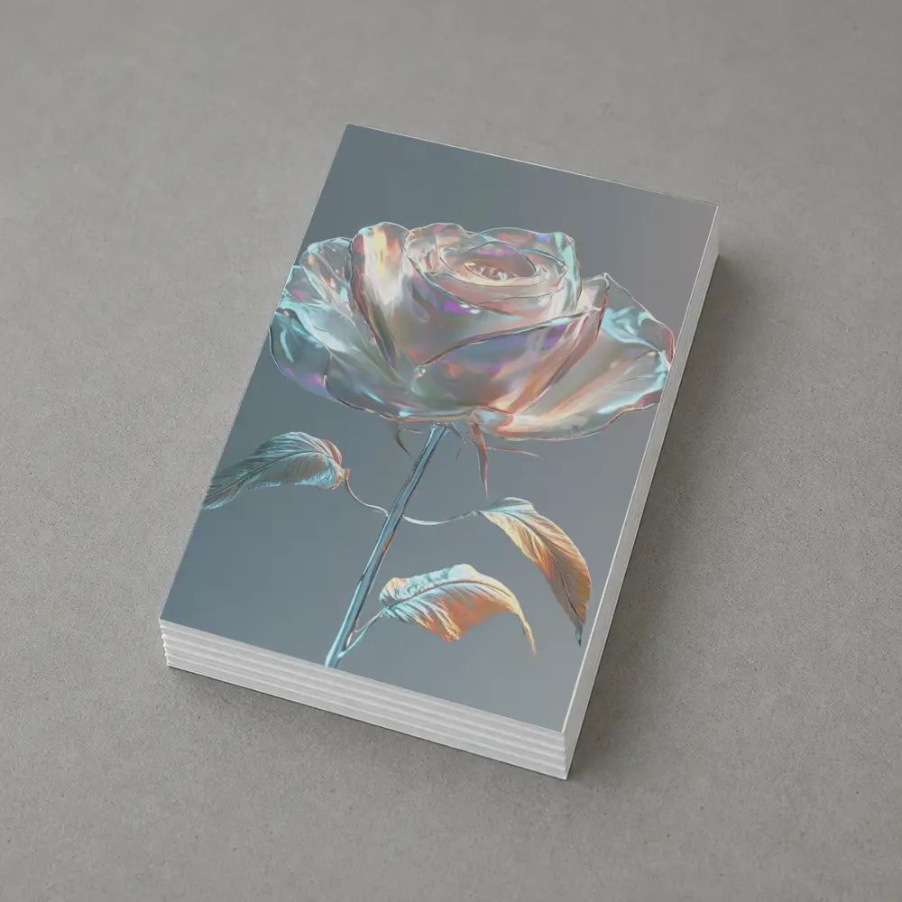 Iridescent Glass Rose Holographic Gray Background – Postcards