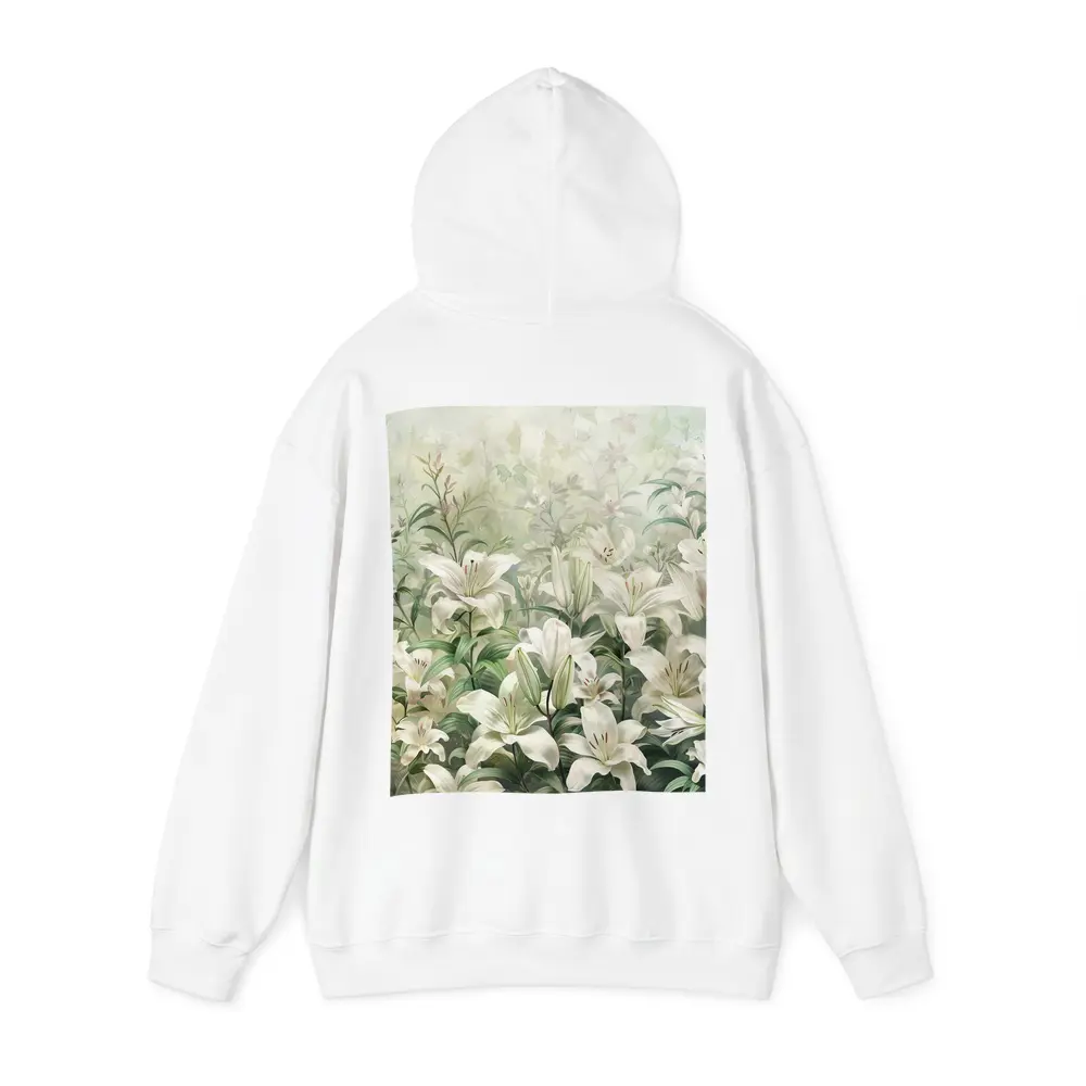 White Lilies Green Garden Botanical Art – Hoodies