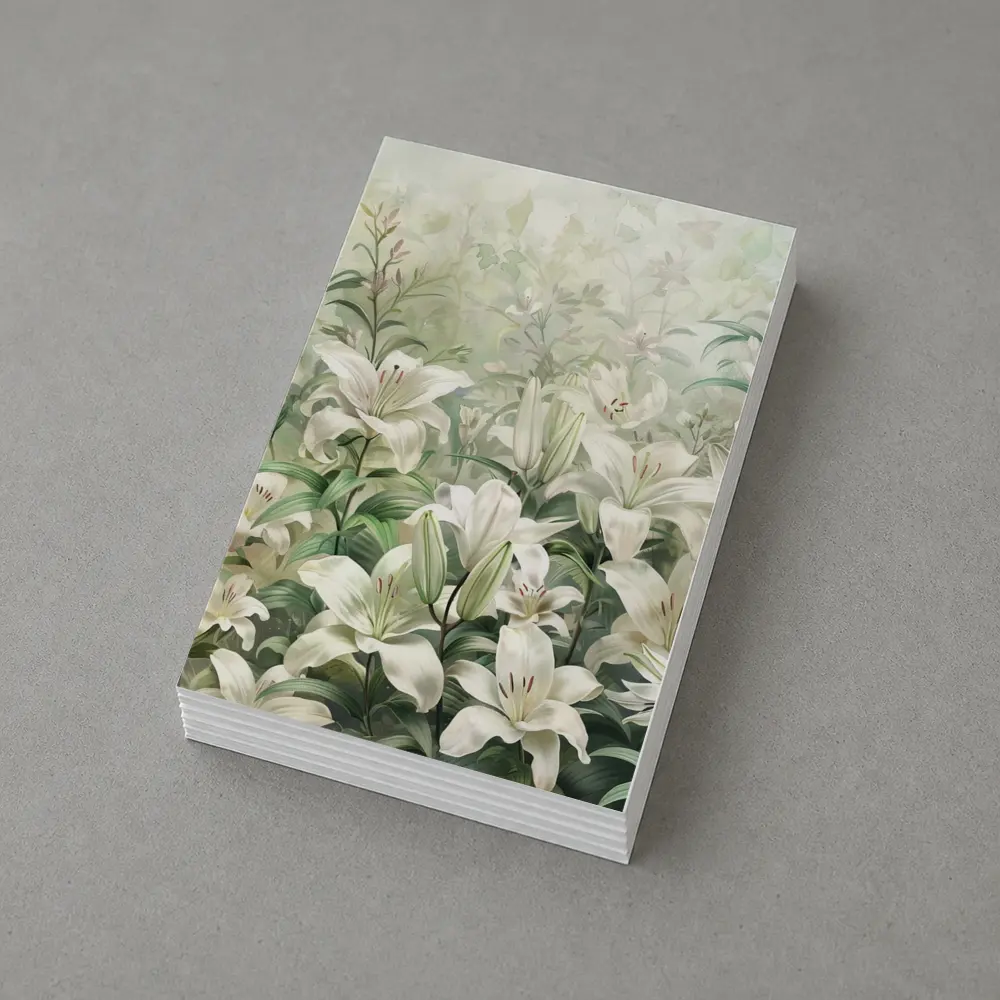 White Lilies Green Garden Botanical Art – Postcards