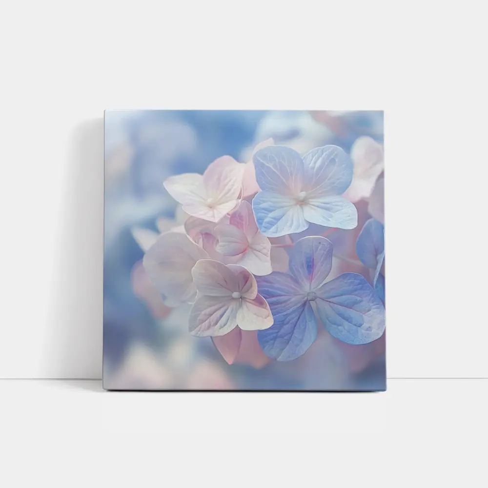 Soft Hydrangea Blooms Pastel Blue Pink – Wall Art