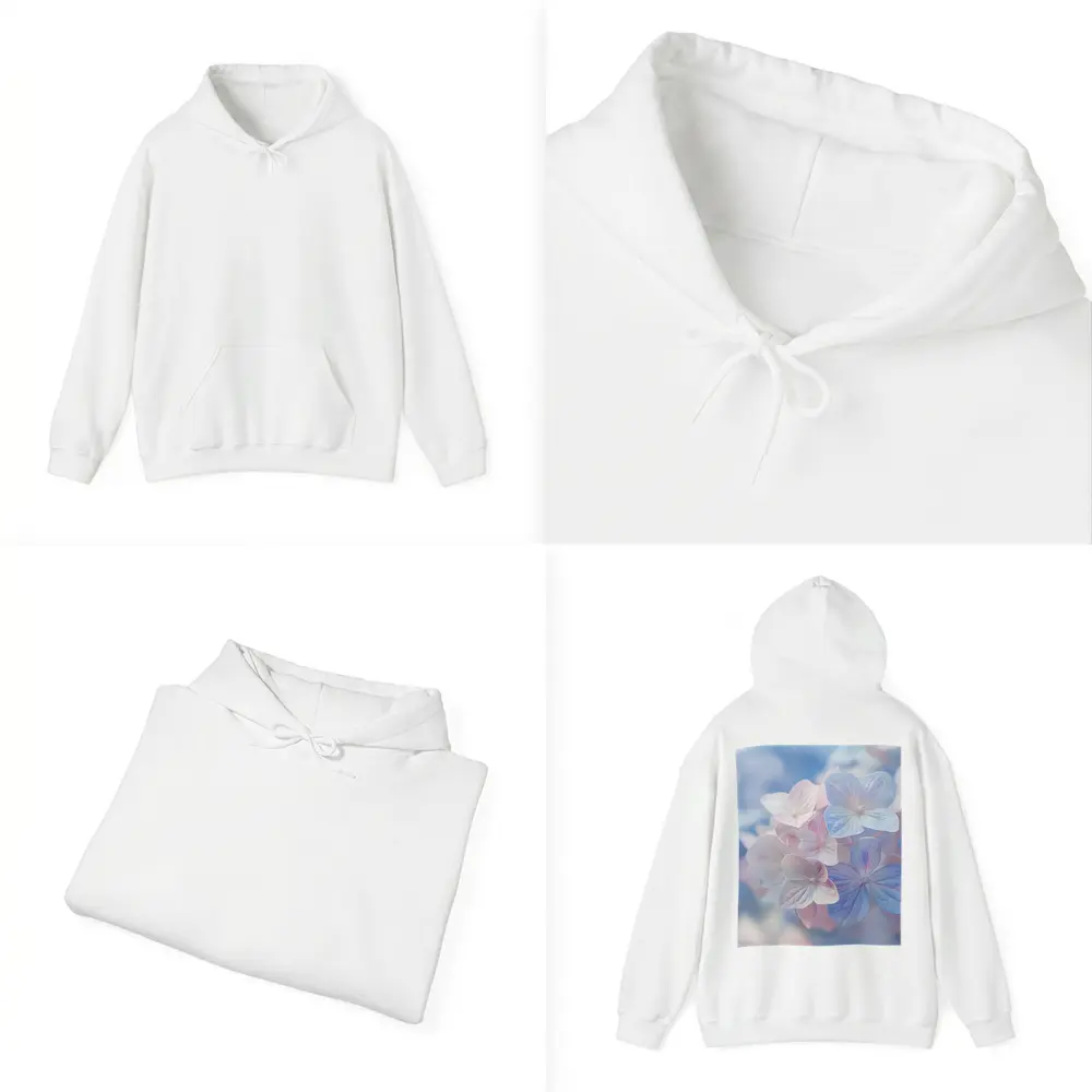 Soft Hydrangea Blooms Pastel Blue Pink – Hoodies