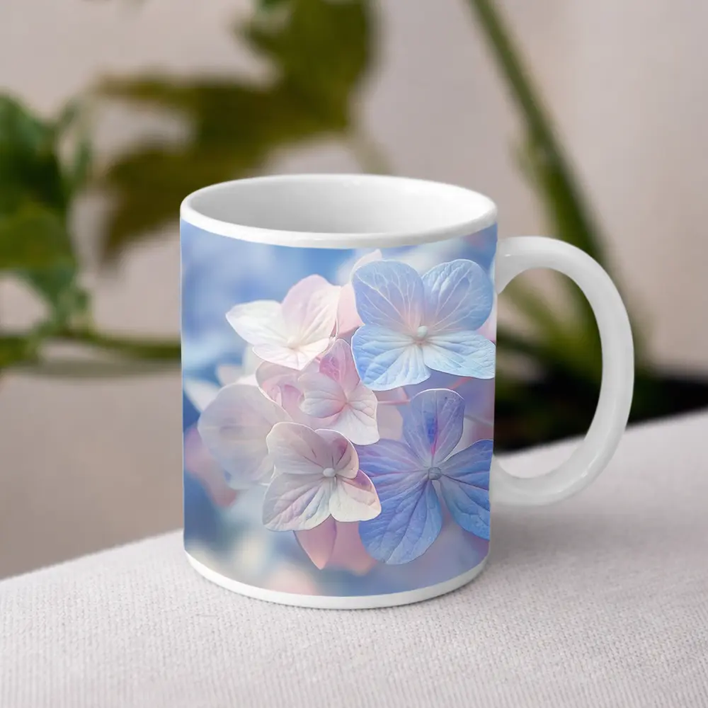 Soft Hydrangea Blooms Pastel Blue Pink – Mugs