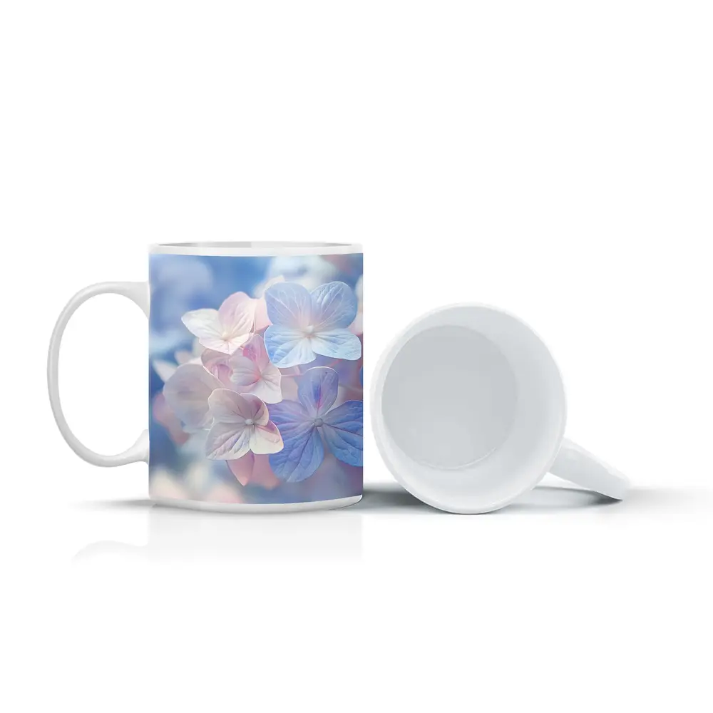 Soft Hydrangea Blooms Pastel Blue Pink – Mugs