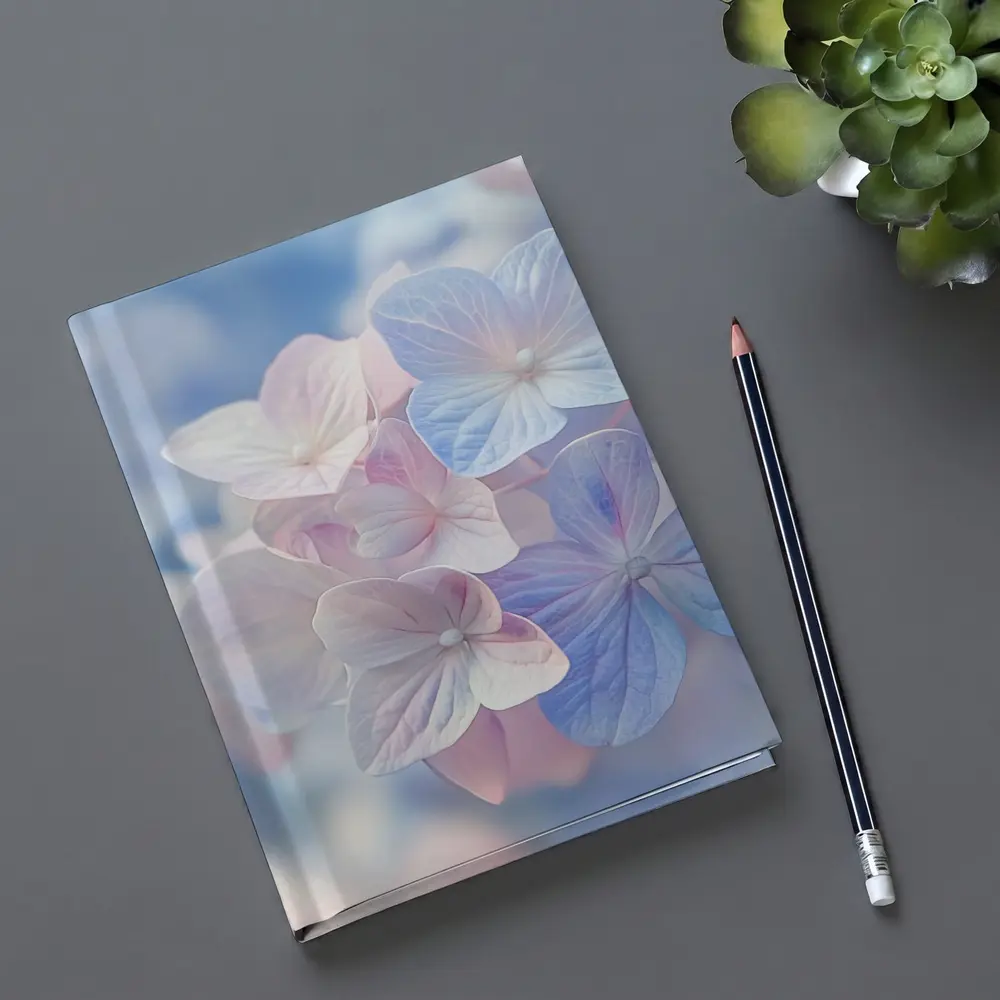 Soft Hydrangea Blooms Pastel Blue Pink – Notebooks