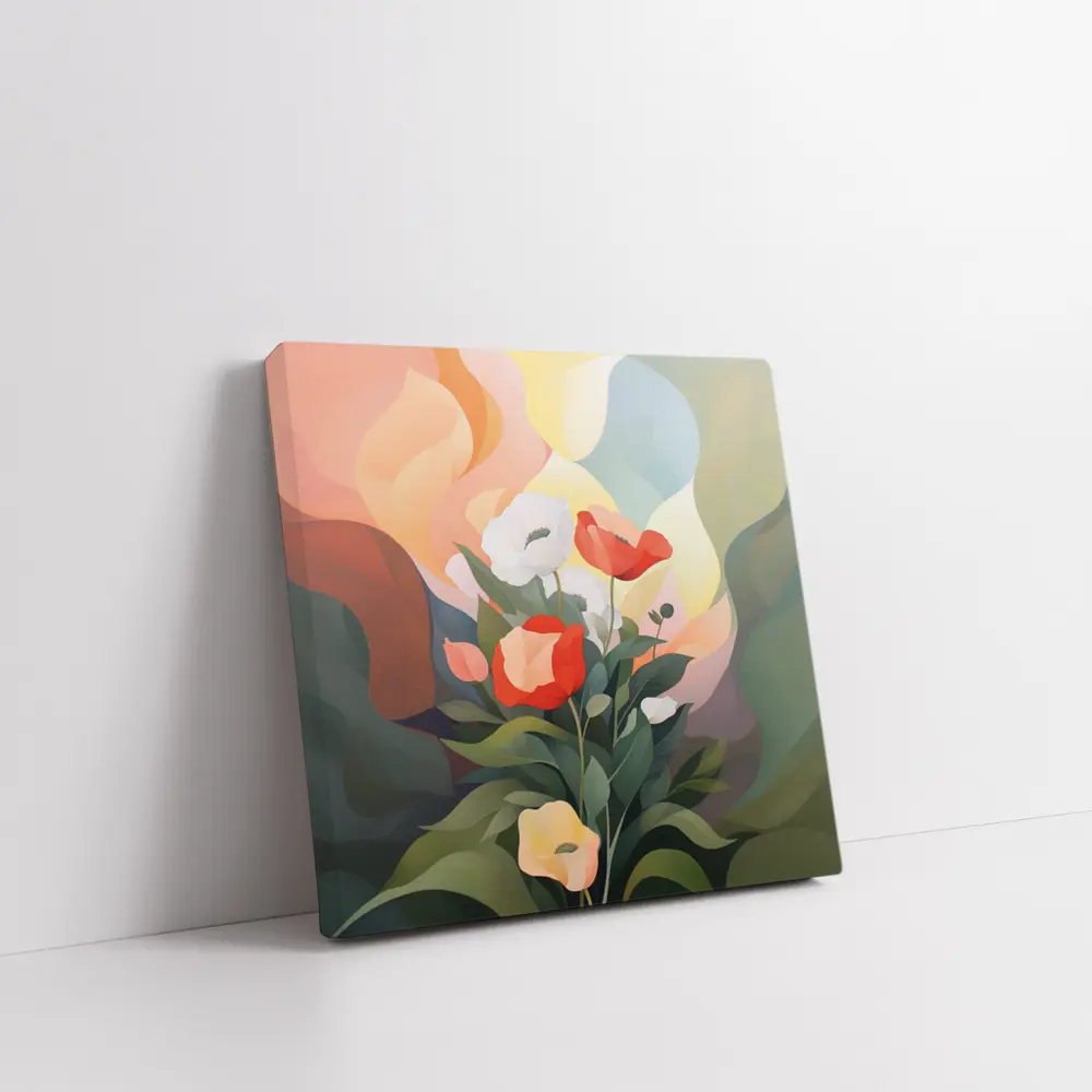 Red White Poppies Abstract Pastel Background – Wall Art
