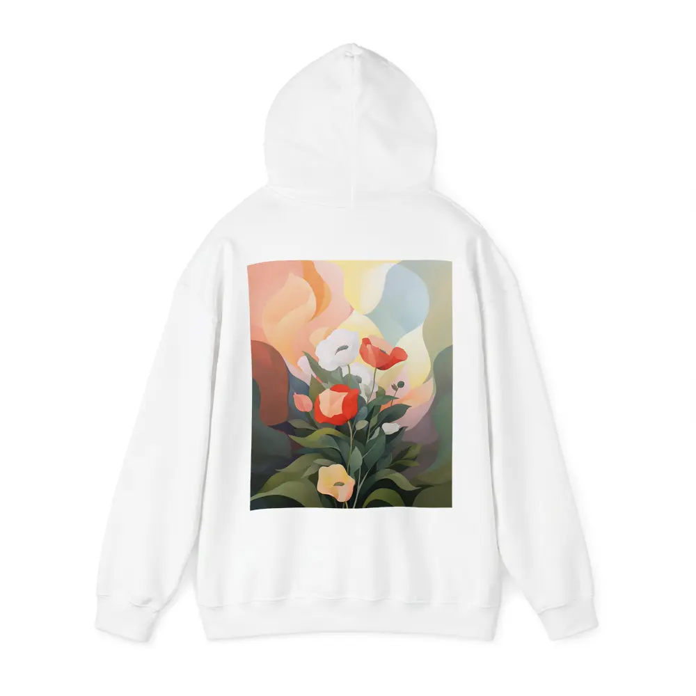 Red White Poppies Abstract Pastel Background – Hoodies