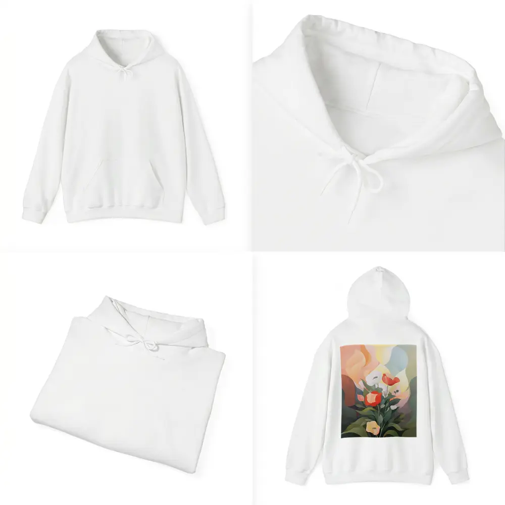 Red White Poppies Abstract Pastel Background – Hoodies