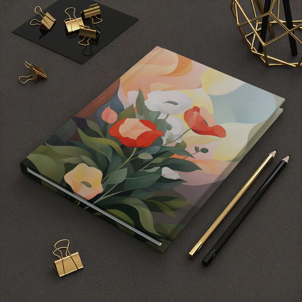 Red White Poppies Abstract Pastel Background – Notebooks
