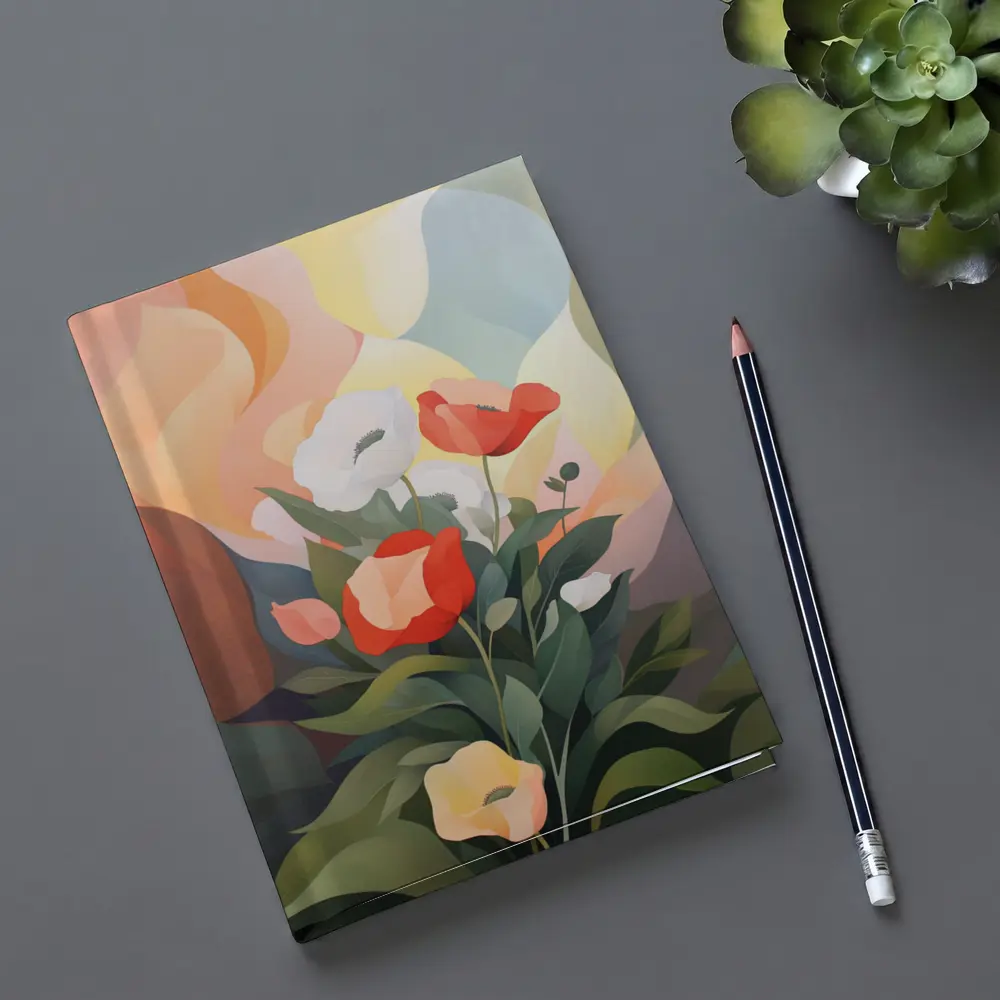 Red White Poppies Abstract Pastel Background – Notebooks