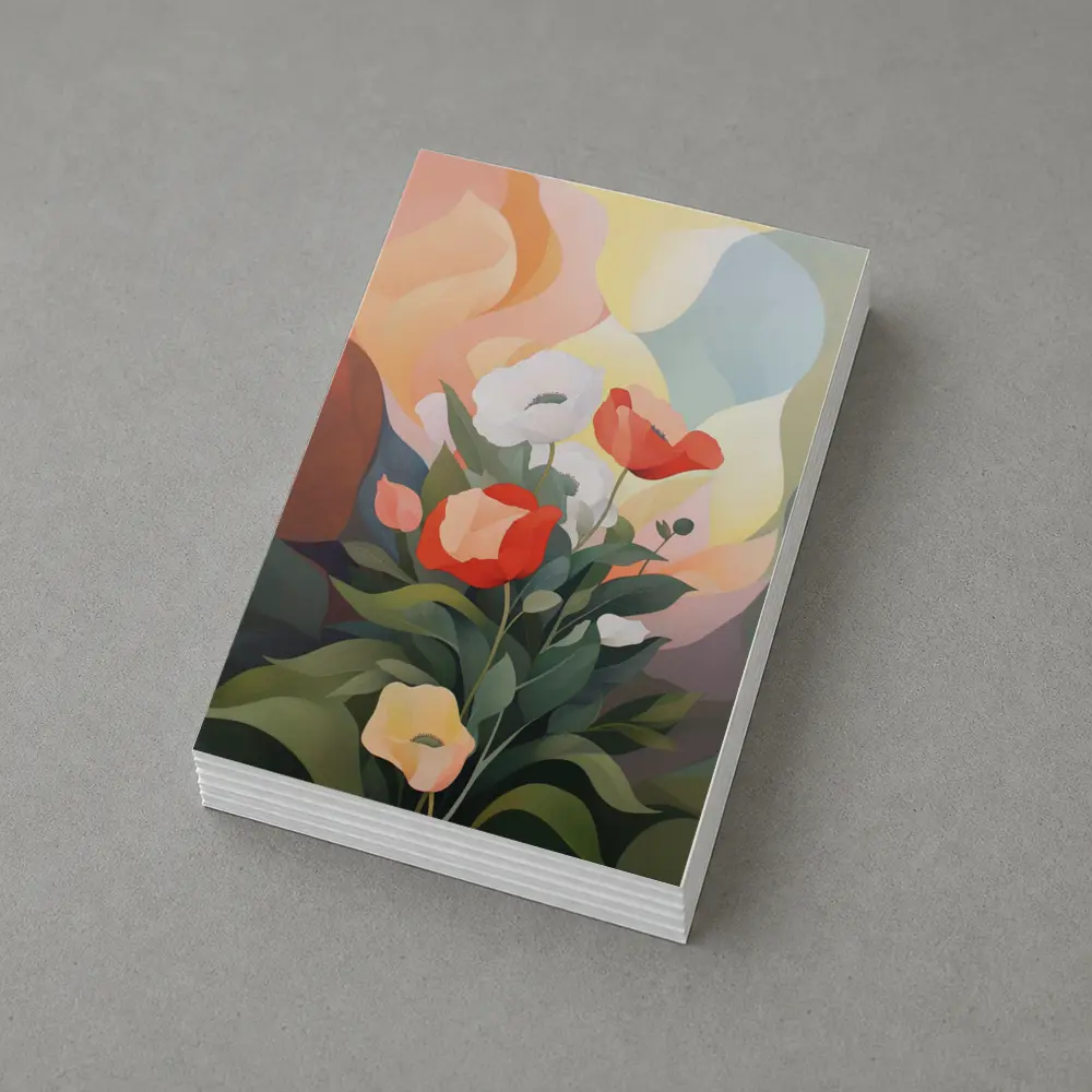 Red White Poppies Abstract Pastel Background – Postcards