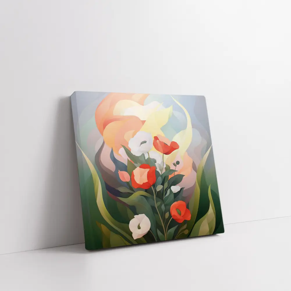 Red Poppies White Calla Lilies Abstract Floral – Wall Art