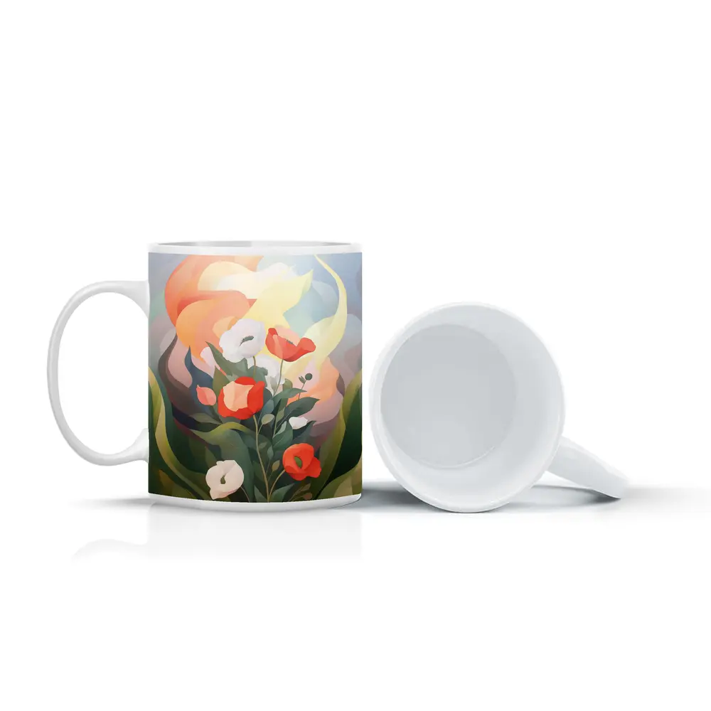 Red Poppies White Calla Lilies Abstract Floral – Mugs