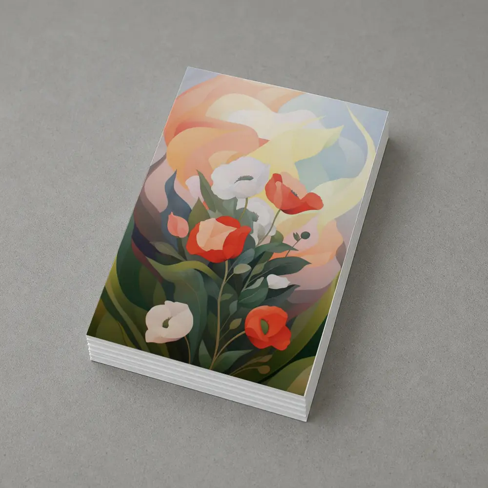 Red Poppies White Calla Lilies Abstract Floral – Postcards