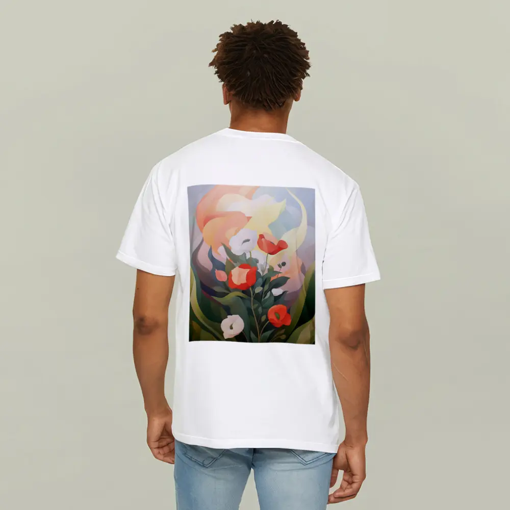 Red Poppies White Calla Lilies Abstract Floral – T-Shirts