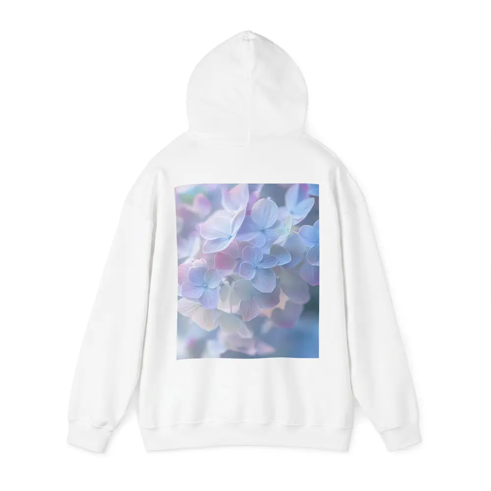 Soft Pastel Hydrangea Flowers Blue Background – Hoodies