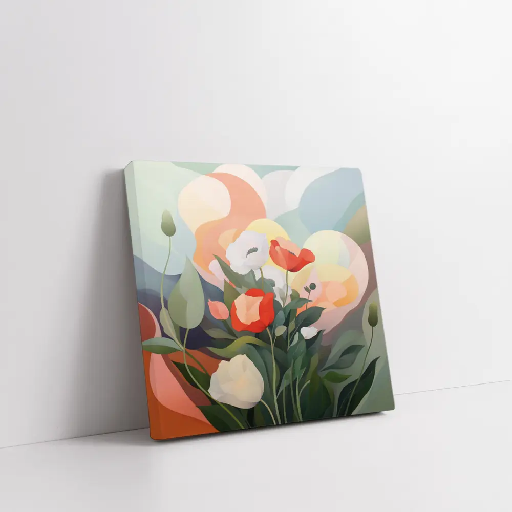 Red White Poppies Abstract Soft Background – Wall Art