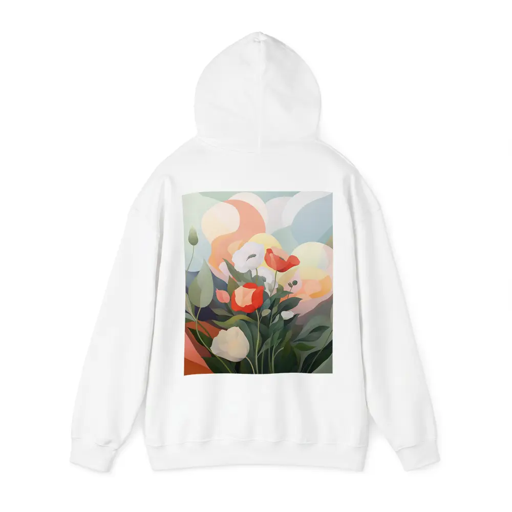Red White Poppies Abstract Soft Background – Hoodies