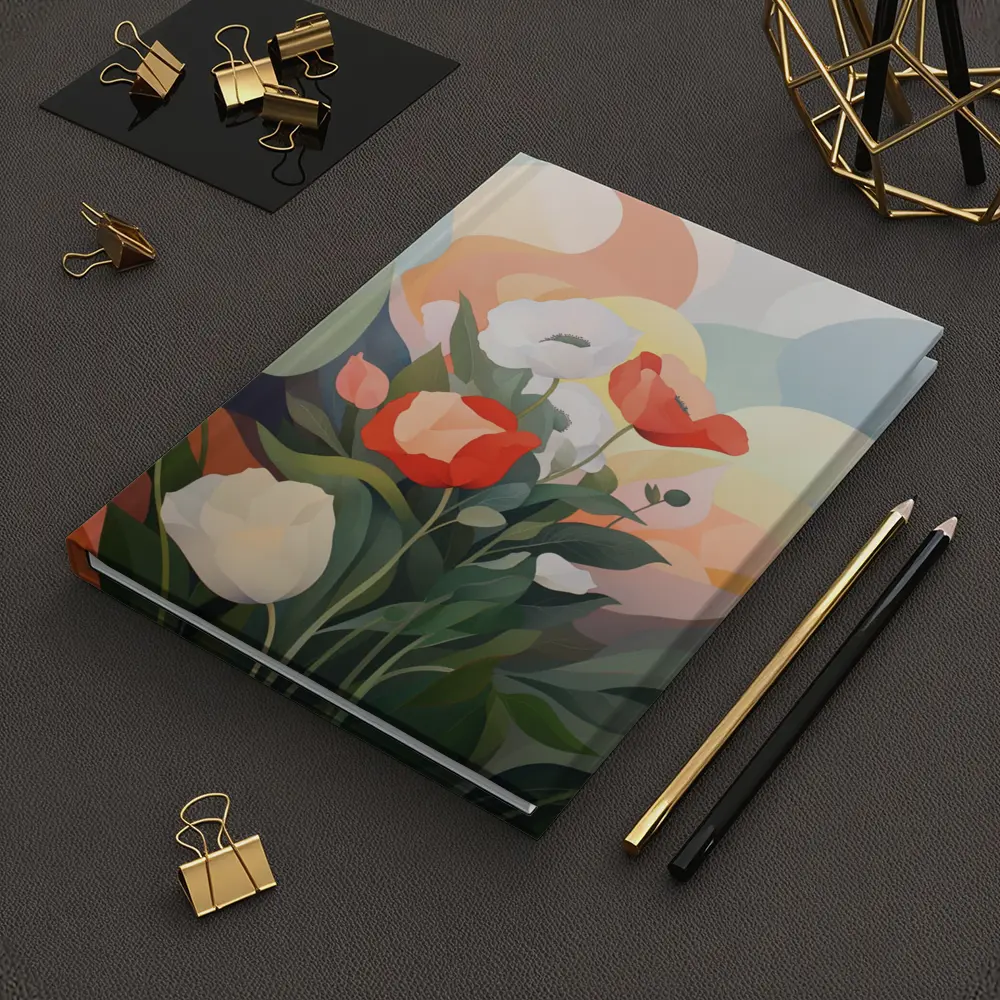 Red White Poppies Abstract Soft Background – Notebooks