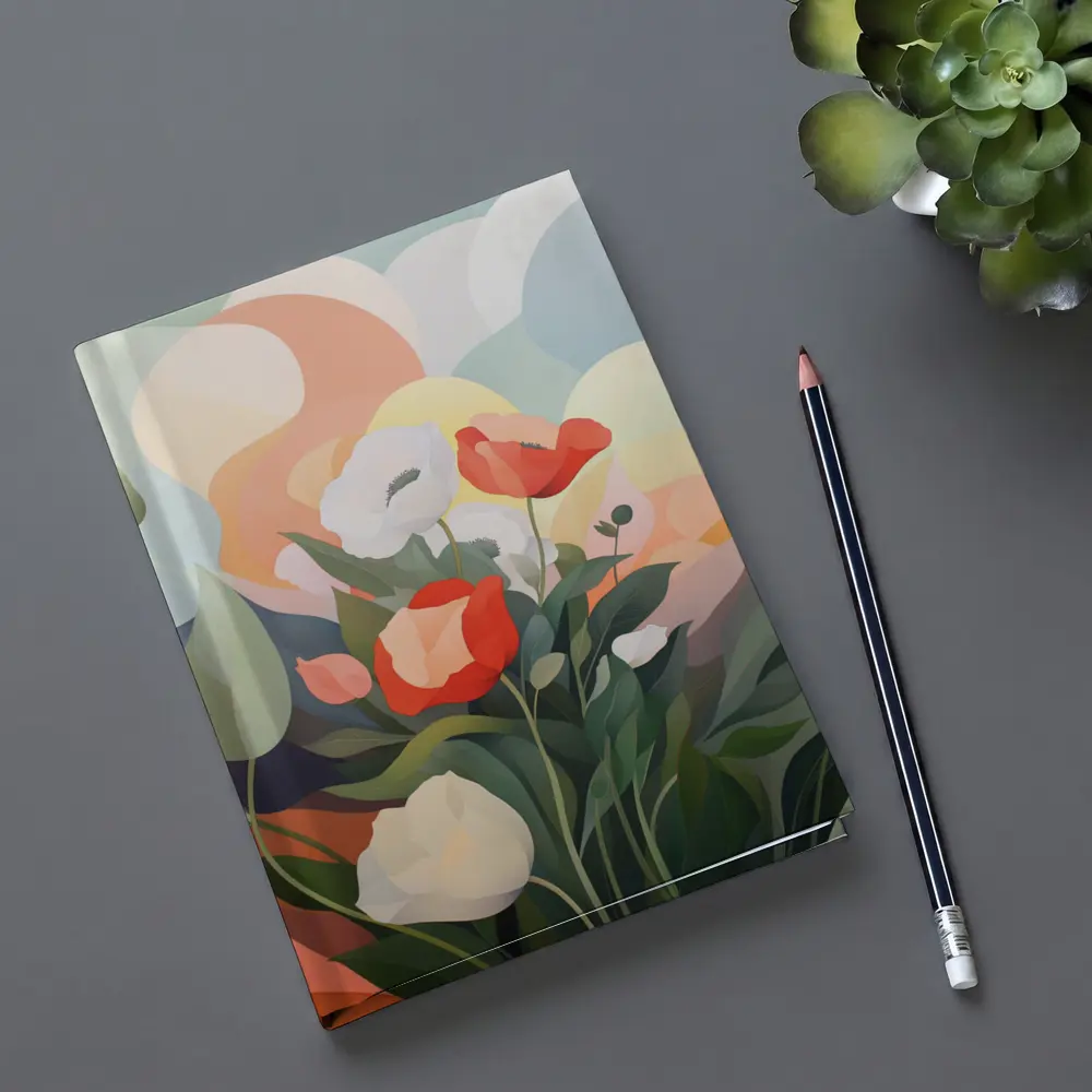 Red White Poppies Abstract Soft Background – Notebooks
