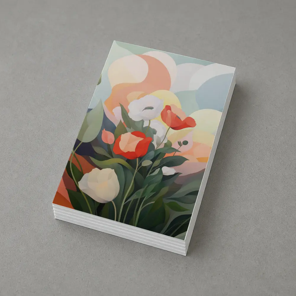 Red White Poppies Abstract Soft Background – Postcards