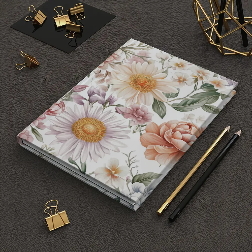 Pastel Watercolor Peonies Daisies Floral Pattern – Notebooks