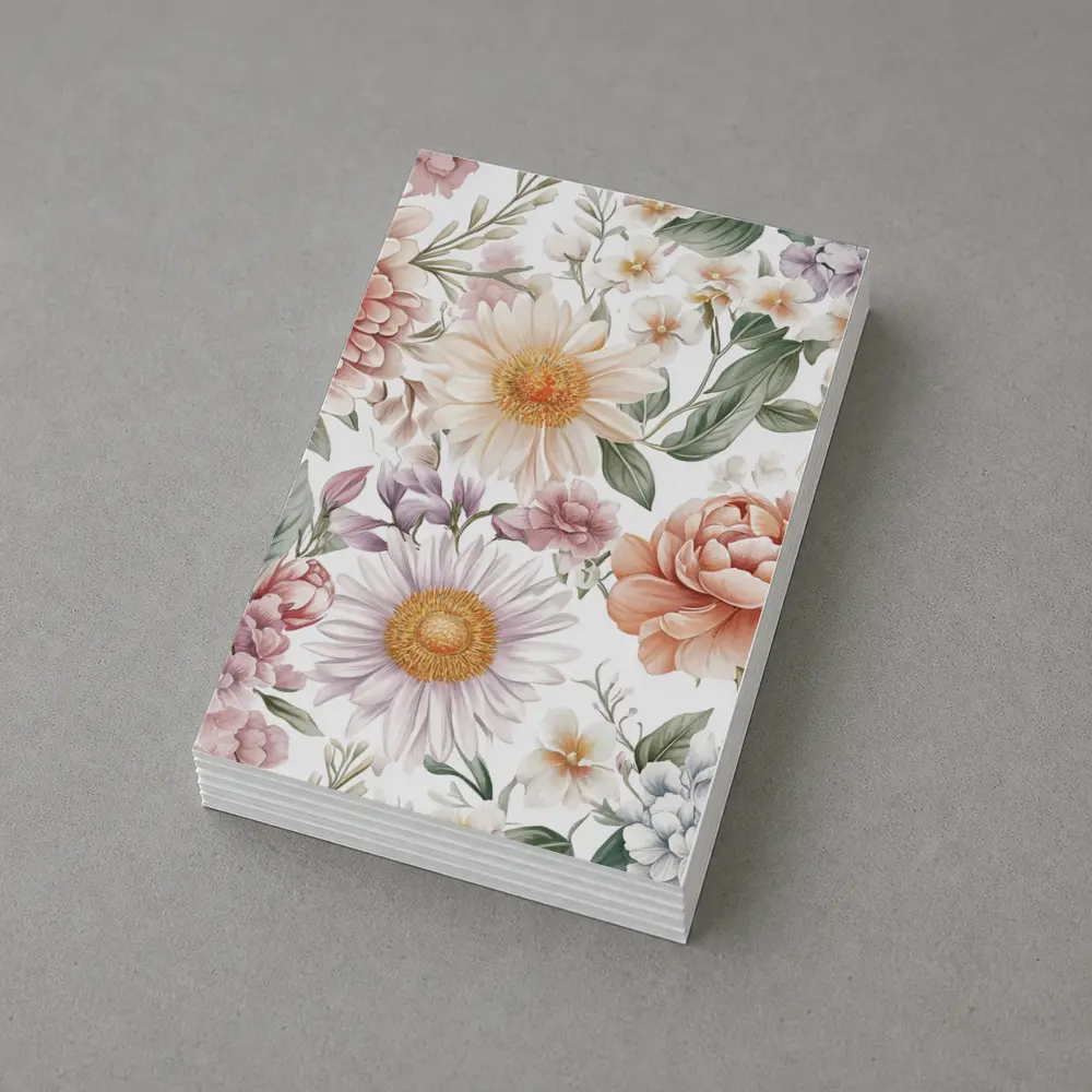 Pastel Watercolor Peonies Daisies Floral Pattern – Postcards