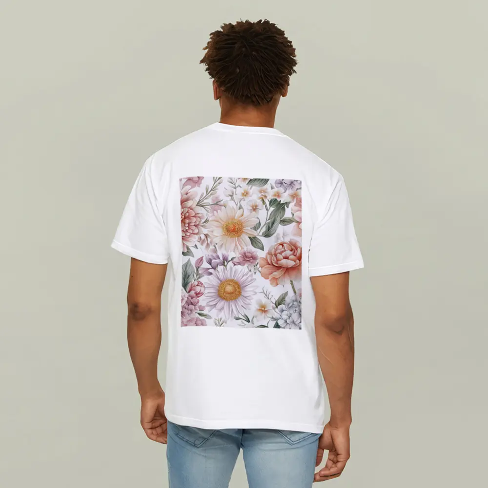 Pastel Watercolor Peonies Daisies Floral Pattern – T-Shirts