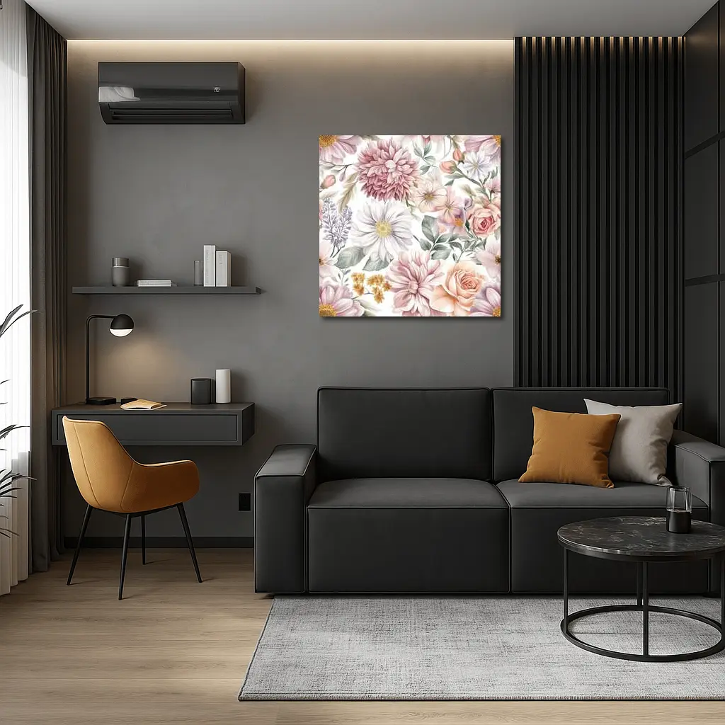 Watercolor Roses Dahlias Daisies Floral Pattern – Wall Art