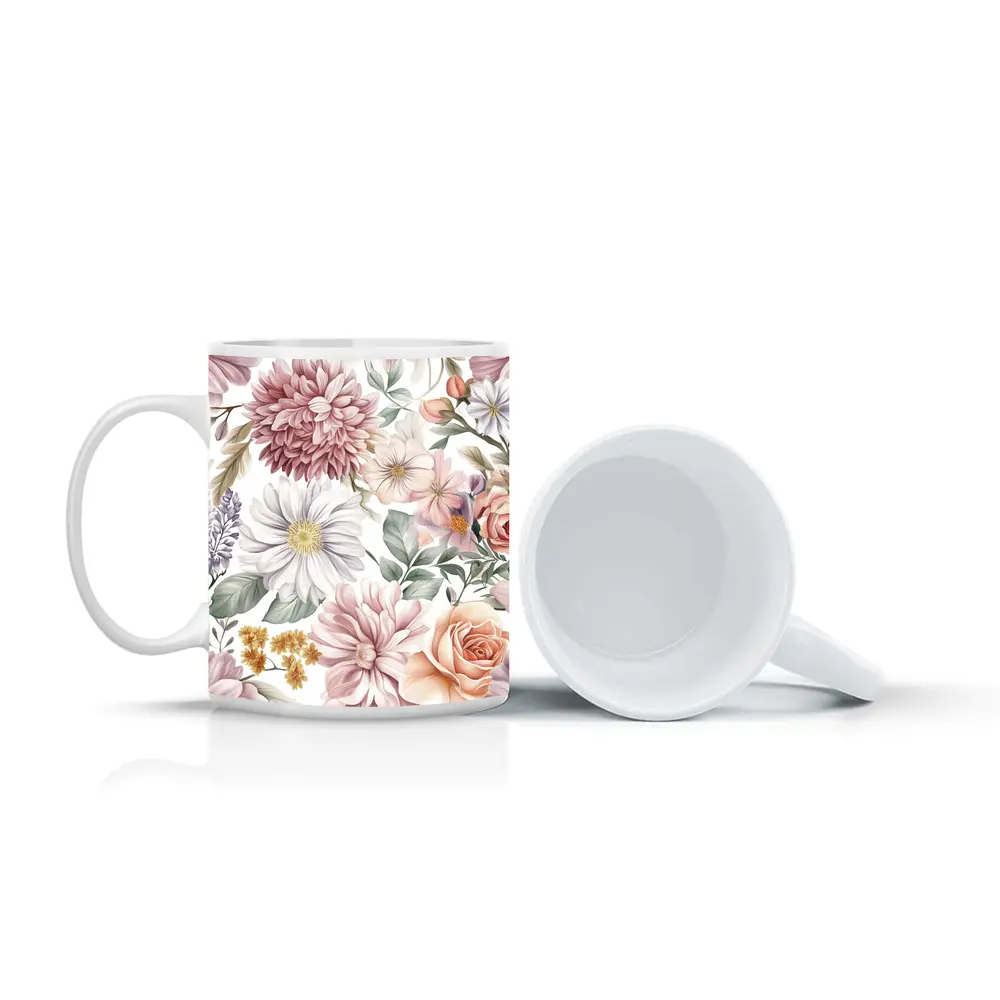 Watercolor Roses Dahlias Daisies Floral Pattern – Mugs